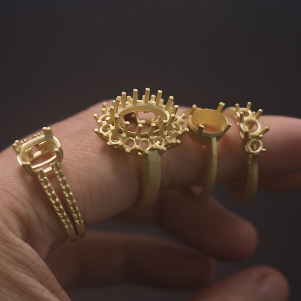 Casting 24k rings using ring models 3D printed with Jewelry Casting Resin(311C)