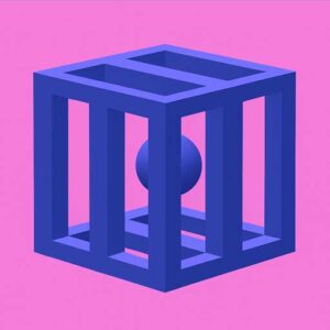 a 3d model ball in cage