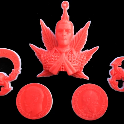 Collection of high-precision wax 3D prints for jewelry manufacturing.