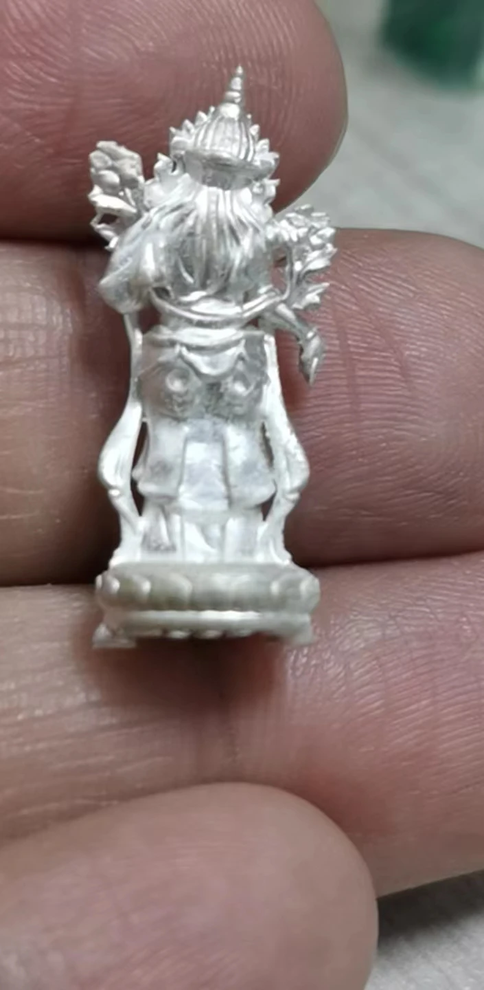 Back view of silver cast Bodhisattva jewelry pendant produced via lost-wax resin 3D print casting
